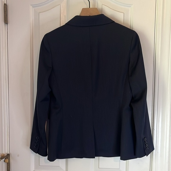 Talbots | Wool Blend One Button Pintripe Navy Blazer Sz 4 Suiting Office Career - Picture 6 of 10